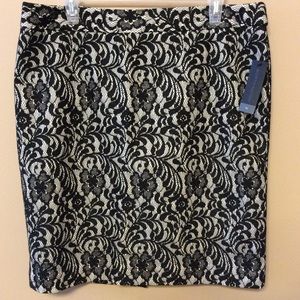 NWT- Classy, Cream with Black Lace Skirt